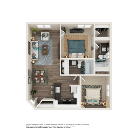 2 Bed 2 Bath Floor Plan | 834 Sq. Ft. at Element Deer Valley in Phoenix, Arizona